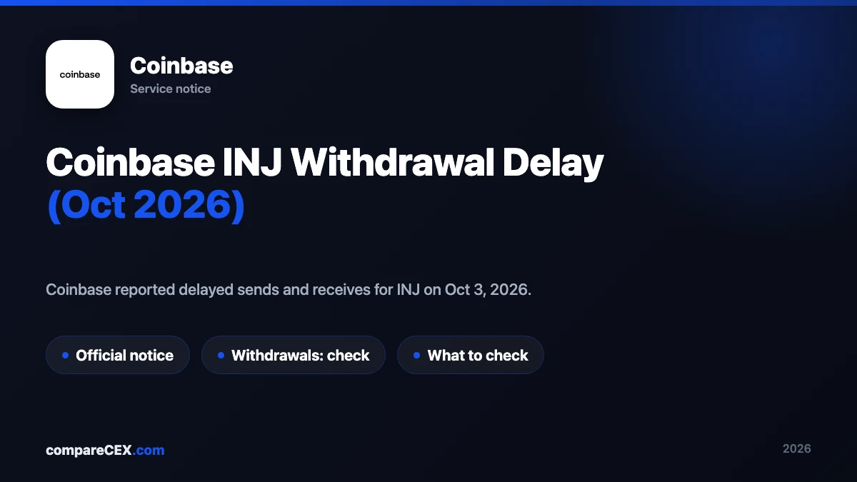 Coinbase INJ withdrawal delay incident